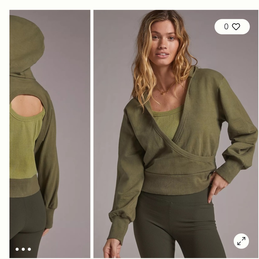 Anthropologie Green Wrap Sweatshirt with Cut Out Design